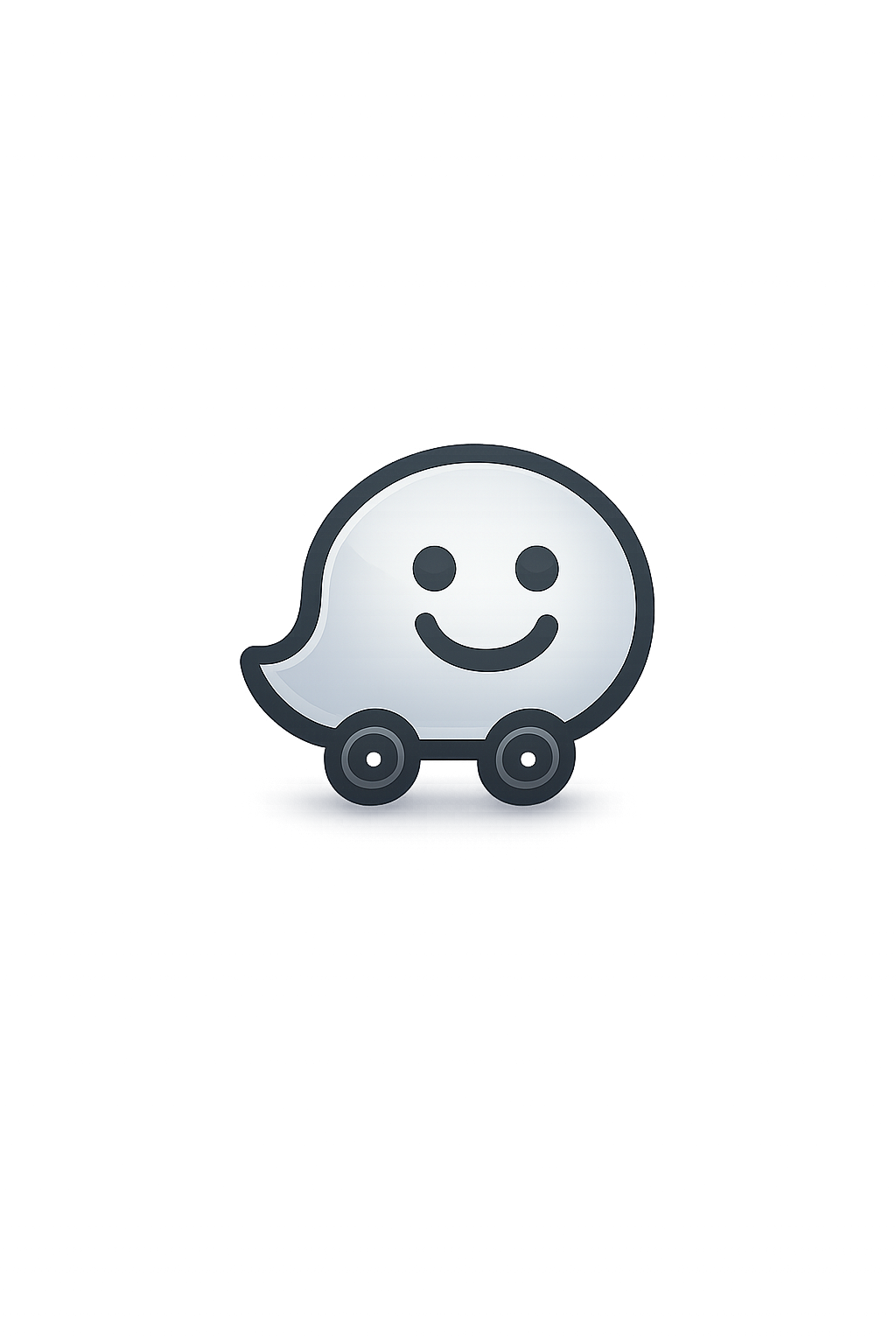 Smiling Waze mascot on checkered background
